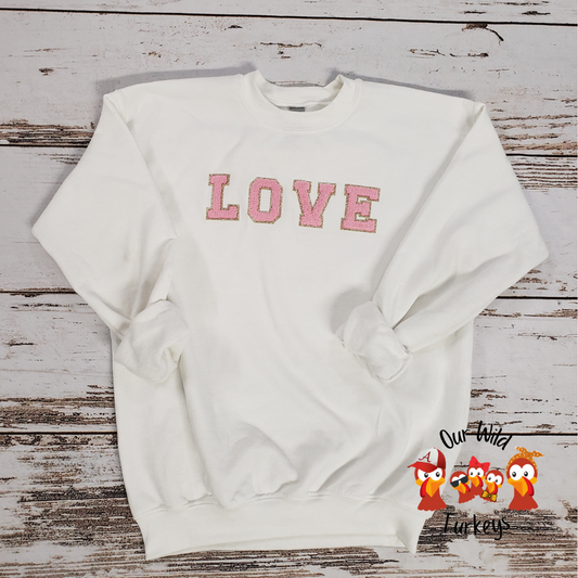 Women's "LOVE" Faux Chenille Valentine's Sweatshirt