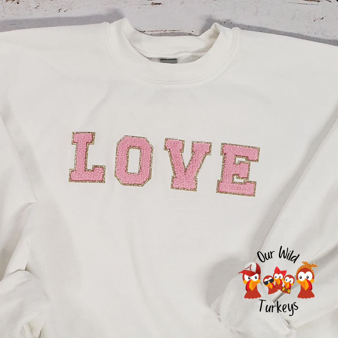 Women's "LOVE" Faux Chenille Valentine's Sweatshirt