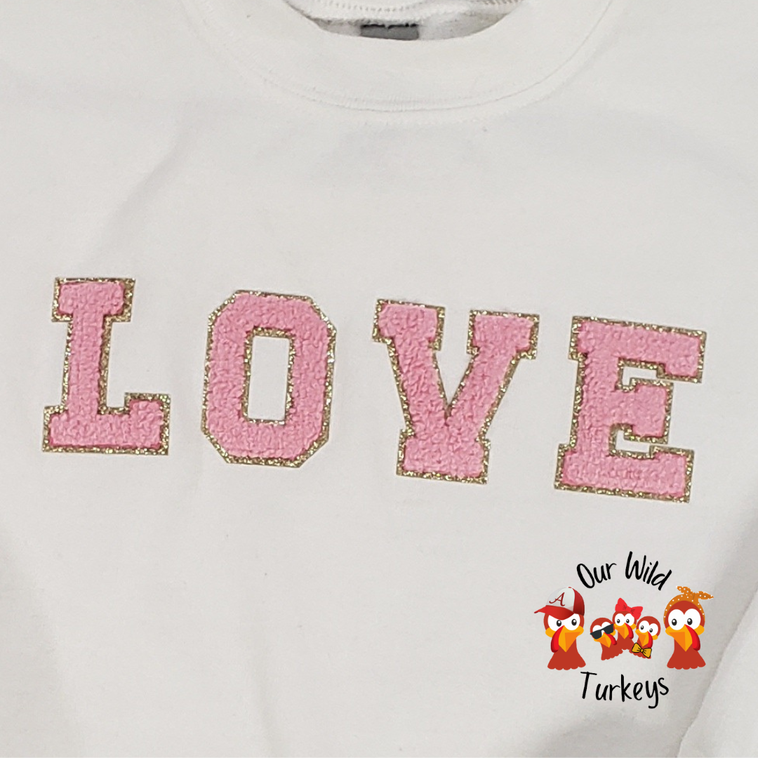 Women's "LOVE" Faux Chenille Valentine's Sweatshirt