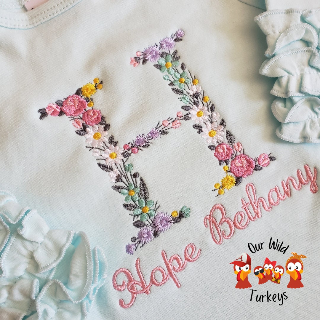 Personalized Floral Baby Gown for Baby Girl