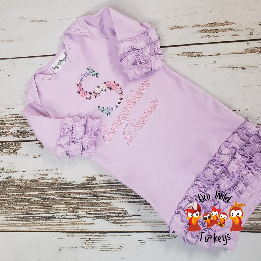 Personalized Floral Baby Gown for Baby Girl